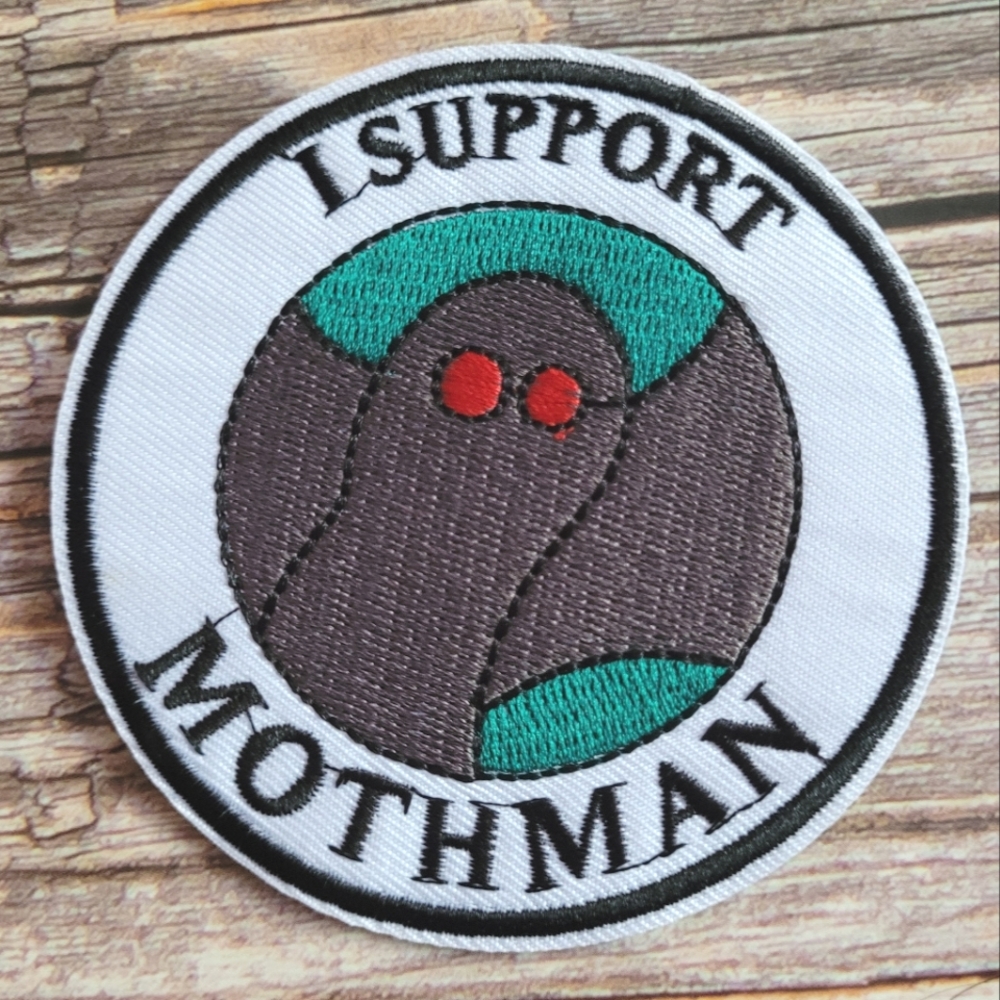 I Support Mothman Cryptid Monster Urban Legend Embroidered Iron on Patch.